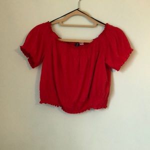 Off The Shoulder Red Crop Top